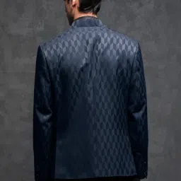 Rare Rabbit Navy Tailored Fit Jacquard Bandhgala image 2