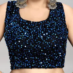 Satrani Green Embellished Ready to Wear Saree With Unstitched Blouse image 4