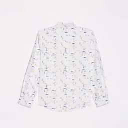 Allen Solly Kids White Printed Slim Fit Shirt image 2