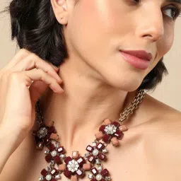 SOHI Multicolor Designer Stone Necklace image 2