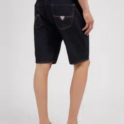 Guess Blue Solid Regular Fit Denim Shorts image 2