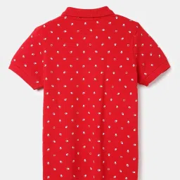 United Colors of Benetton Kids Red Cotton Printed Polo T-Shirt image 2