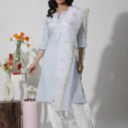 W White Embroidered Dupatta image 2