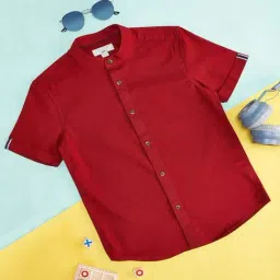 Pantaloons Junior Maroon Cotton Regular Fit Shirt-picture-24