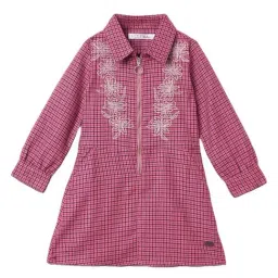 ELLE Girls Pink Embroidered Shirt Collar Dress-picture-22