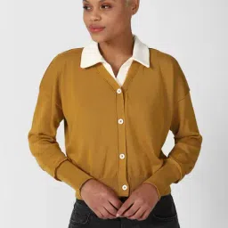 Forever 21 Mustard Regular Fit Cardigan-image-98