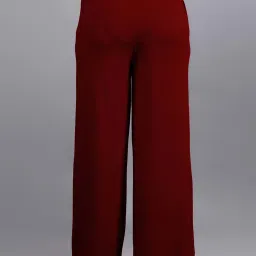 Lyra Maroon Cotton Flared Pants image 2