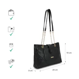 Fastrack MTO MTS Black Quilted Medium Shoulder Handbag image 4