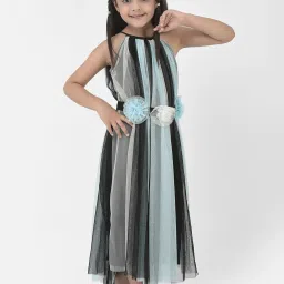 Eavan Kids Black & Blue Solid Maxi Dress image 4