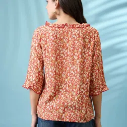 Globus Red Regular Fit Printed Top image 2