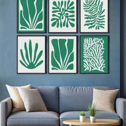 999Store Green & White Canvas Abstract Ocean Painting - Set of 6-picture-38