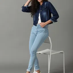 showoffff SHOWOFF Blue Regular Fit Denim Jacket image 4