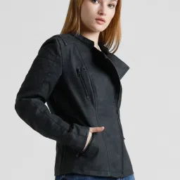 Only Black Slim Fit Biker Jacket image 4