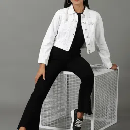 showoffff SHOWOFF White Regular Fit Denim Jacket image 4