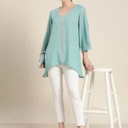 Qurvii Blue Embellished Top image 4