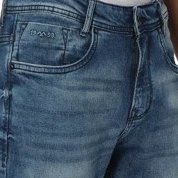 Mufti Blue Skinny Fit Heavily Washed Jeans image 4