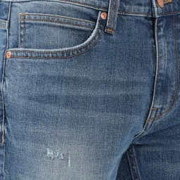 Lee Travis Blue Slim Fit Heavily Washed Distressed Jeans image 4