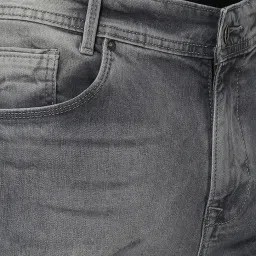 Mufti Light Grey Straight Fit Lightly Washed Jeans image 4