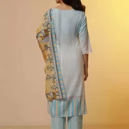 Aurelia Blue Printed Kurta Pant Set With Dupatta image 2