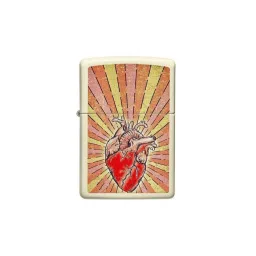 Zippo Matt Creame Heart Design Brass Windproof Pocket Lighter image 4