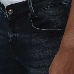 Mufti Dark Blue Regular Fit Lightly Washed Jeans image 4