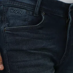 Mufti Dark Blue Slim Fit Lightly Washed Jeans image 4