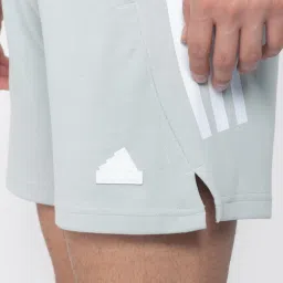 adidas FI Silver Grey Regular Fit 3 Striped Sports Shorts image 4