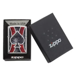 Zippo Dark Grey & Red Spade Design Brass Pocket Lighter image 4
