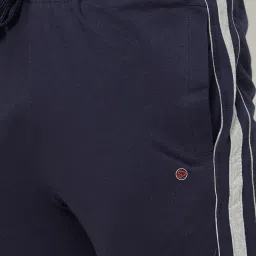 Sporto Dark Navy Regular Fit Striped Trackpants image 4