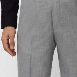 Van Heusen Grey Regular Fit Self Pattern Trousers image 4