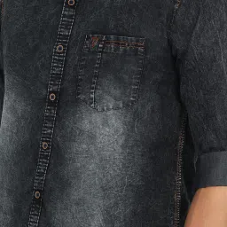 Kuons Avenue Charcoal Slim Fit Denim Shirt image 4