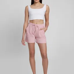 Spykar Pink Mid Rise Shorts image 4