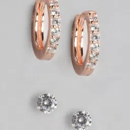 Zavya Evergreen White and Moment 92.5 Sterling Silver Stud & Hoop - Set of 2 image 4