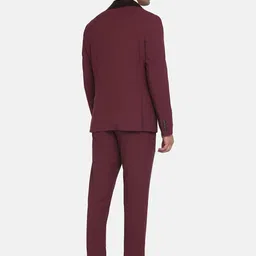 Blackberrys Men Maroon Self-Design Slim-Fit Single-Breasted 2 Piece Formal Suit image 2