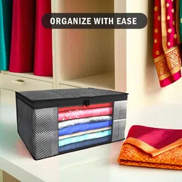 Aura Grey & Black 4 Pieces Printed Foldable Saree Covers image 5