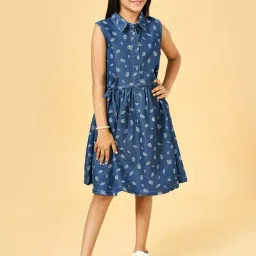 YU by Pantaloons Kids Blue Cotton Printed Dress-image-56