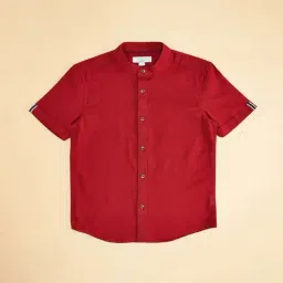 Pantaloons Junior Maroon Cotton Regular Fit Shirt image 2