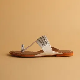 Eridani Women's Anya White Kolhapuri Sandals image 2