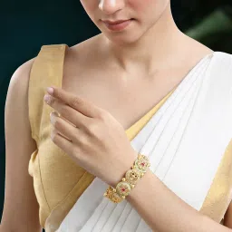 Peora Gold Traditional Synthetic Stone Openable Kada Bangle image 2