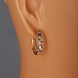 Peora Multi Cubic Zirconia Studded Hoop Earring image 2