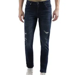 Lindbergh Blue Slim Fit Distressed Jeans-image-44