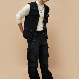 SmileyWorld Black Cotton Regular Fit Jacket image 5