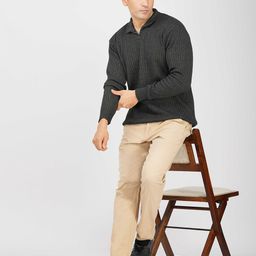 Kveto style redefined Men Ribbed Shirt Collar Pullover-picture-30