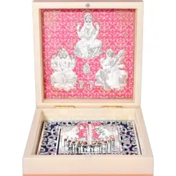 Touch925 Pure 999 Silver Laxmi Ganesh Saraswati Idol Gift Box image 3