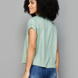 Fame Forever by Lifestyle Sage Green Viscose Regular Fit Shirt image 2