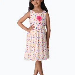 Creative Kid's Girls White & Pink Printed Dress-picture-28