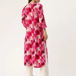 Amukti Pink Rayon Printed Three-Quarter Sleeves Kurta image 2