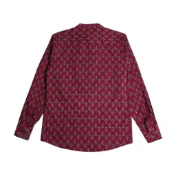 Cavio Kids Magenta Pink Cotton Floral Print Full Sleeves Shirt image 2