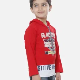 Fourfolds Kids Red Printed Regular Fit T-Shirt image 4