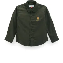 U.S. Polo Assn. Kids Green Solid Full Sleeves Shirt-picture-41